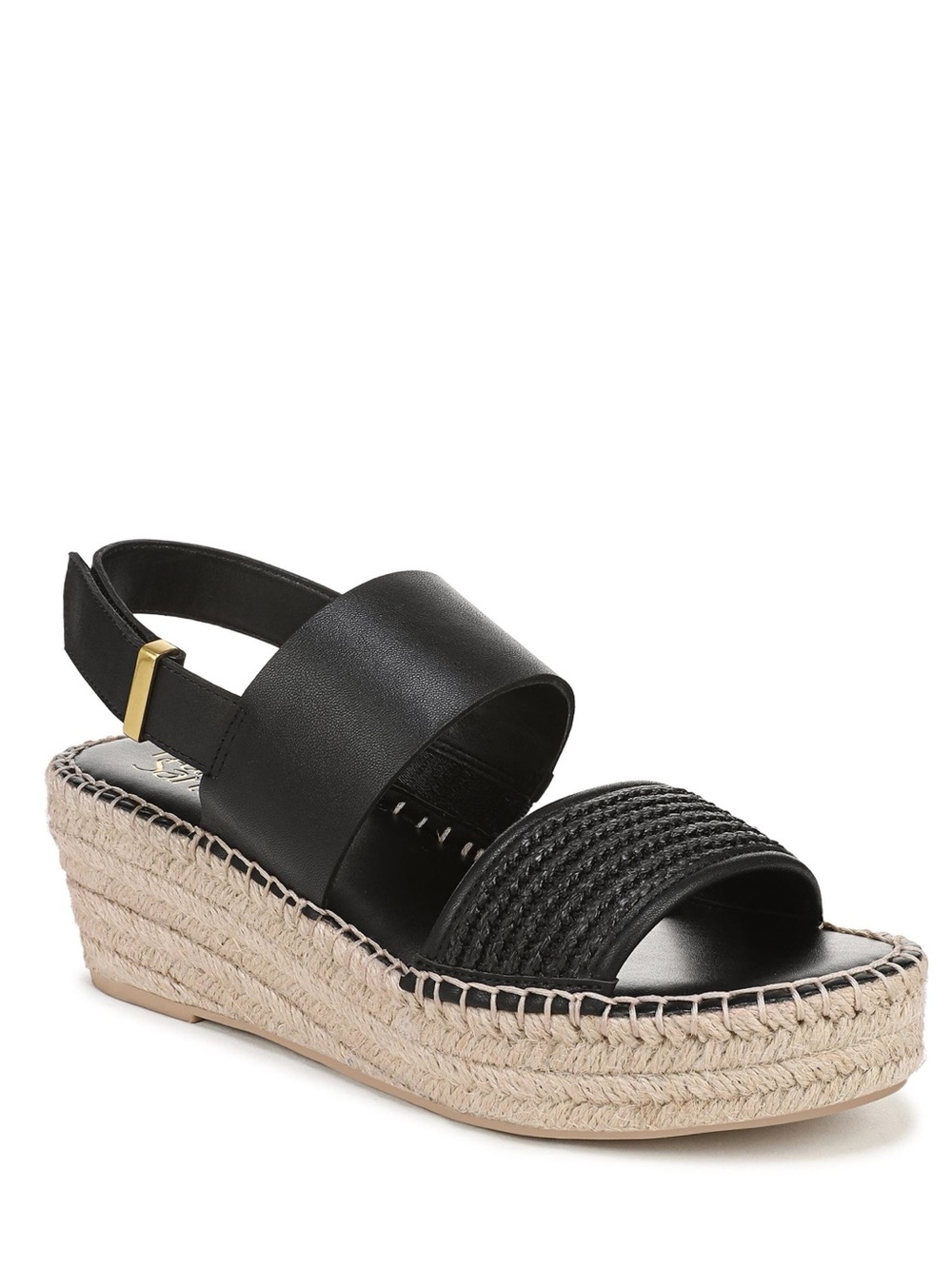 Franco Sarto Black Woven Espadrille Wedge Sandal